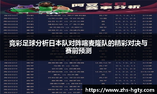 竞彩足球分析日本队对阵喀麦隆队的精彩对决与赛前预测